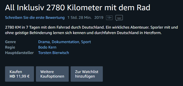 All Inklusiv – 2.780 Kilometer mit dem Rad – Der Film jetzt bei Amazon